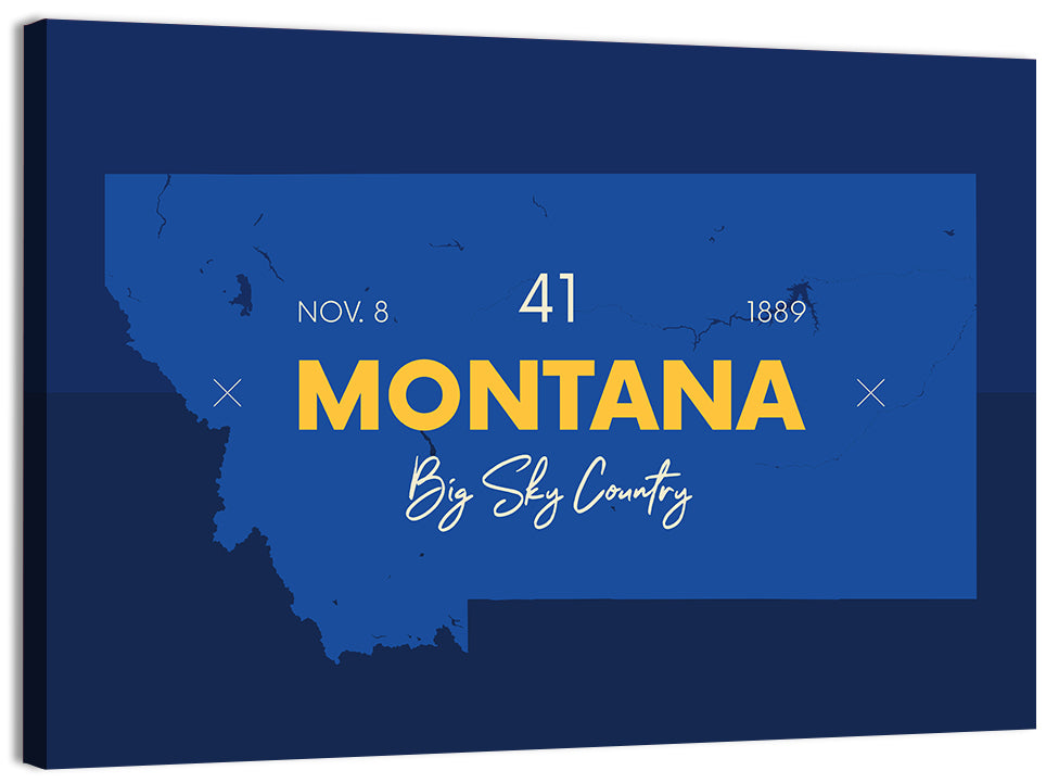 Montana Map Typography Big Sky Country Wall Art, canvas print, landscape