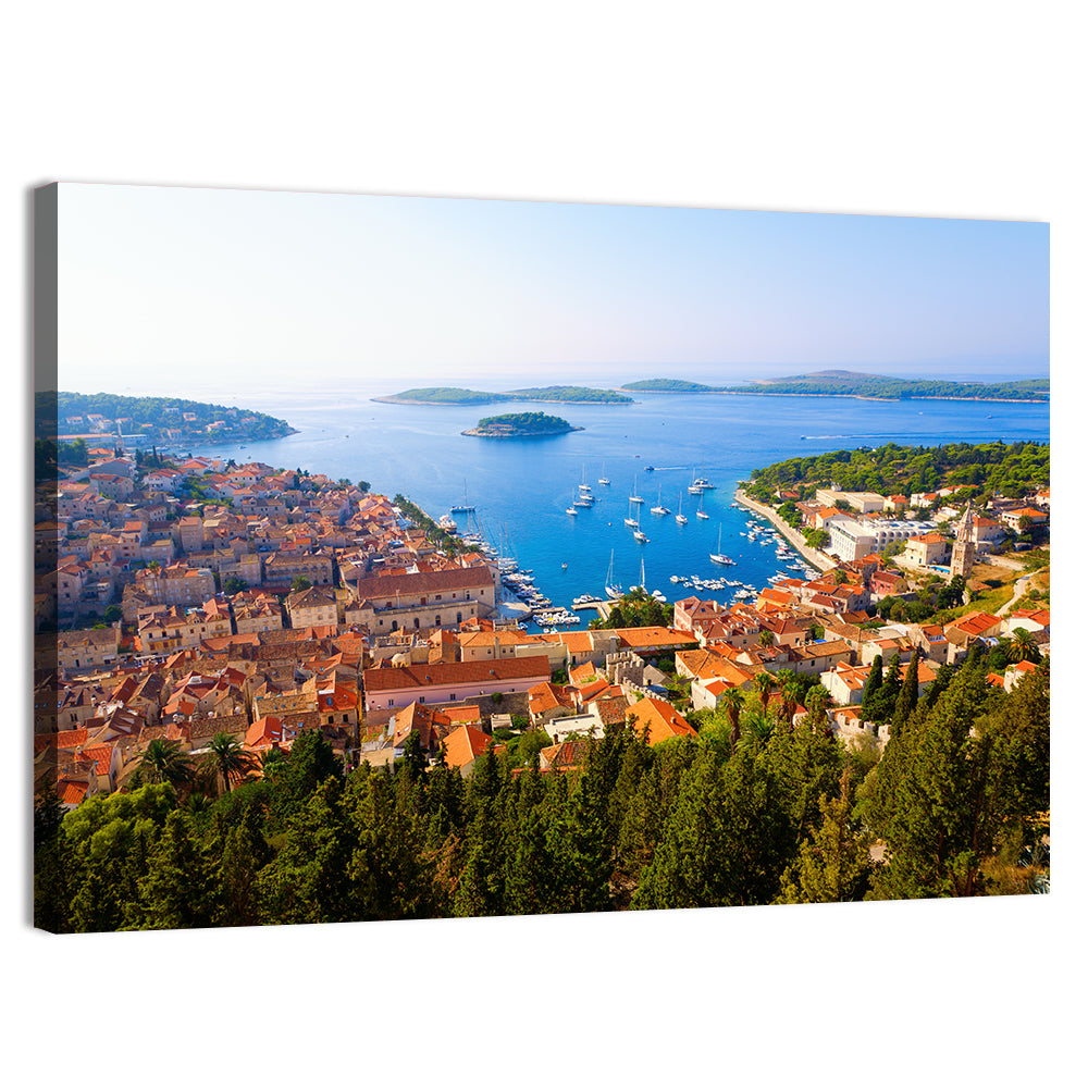 Hvar Harbor Aerial View Wall Art, canvas print, landscape