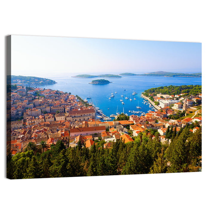 Hvar Harbor Aerial View Wall Art as a canvas print