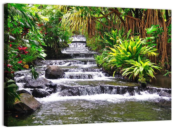 Tabacon Tiered Hot Springs Waterfall Wall Art as a canvas print