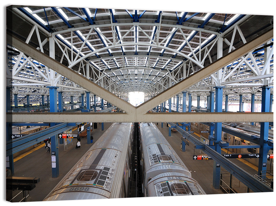 Stillwell Avenue Station Platform Perspective Wall Art, canvas print, landscape