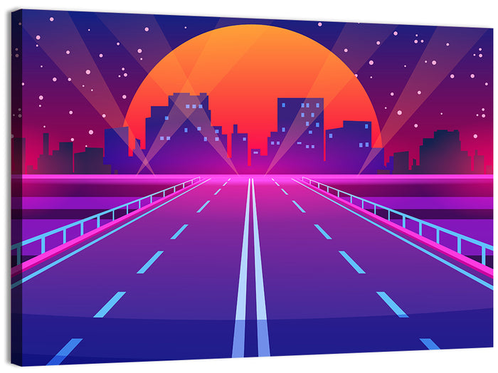 Dusk Highway Cityscape Wall Art as a canvas print