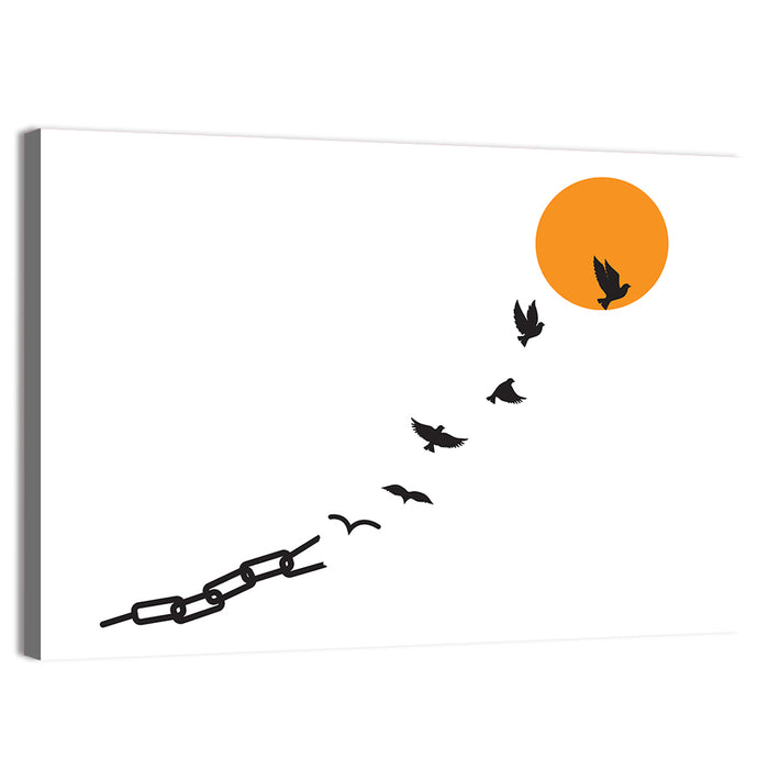 Broken Chain and Rising Sun Wall Art as a canvas print