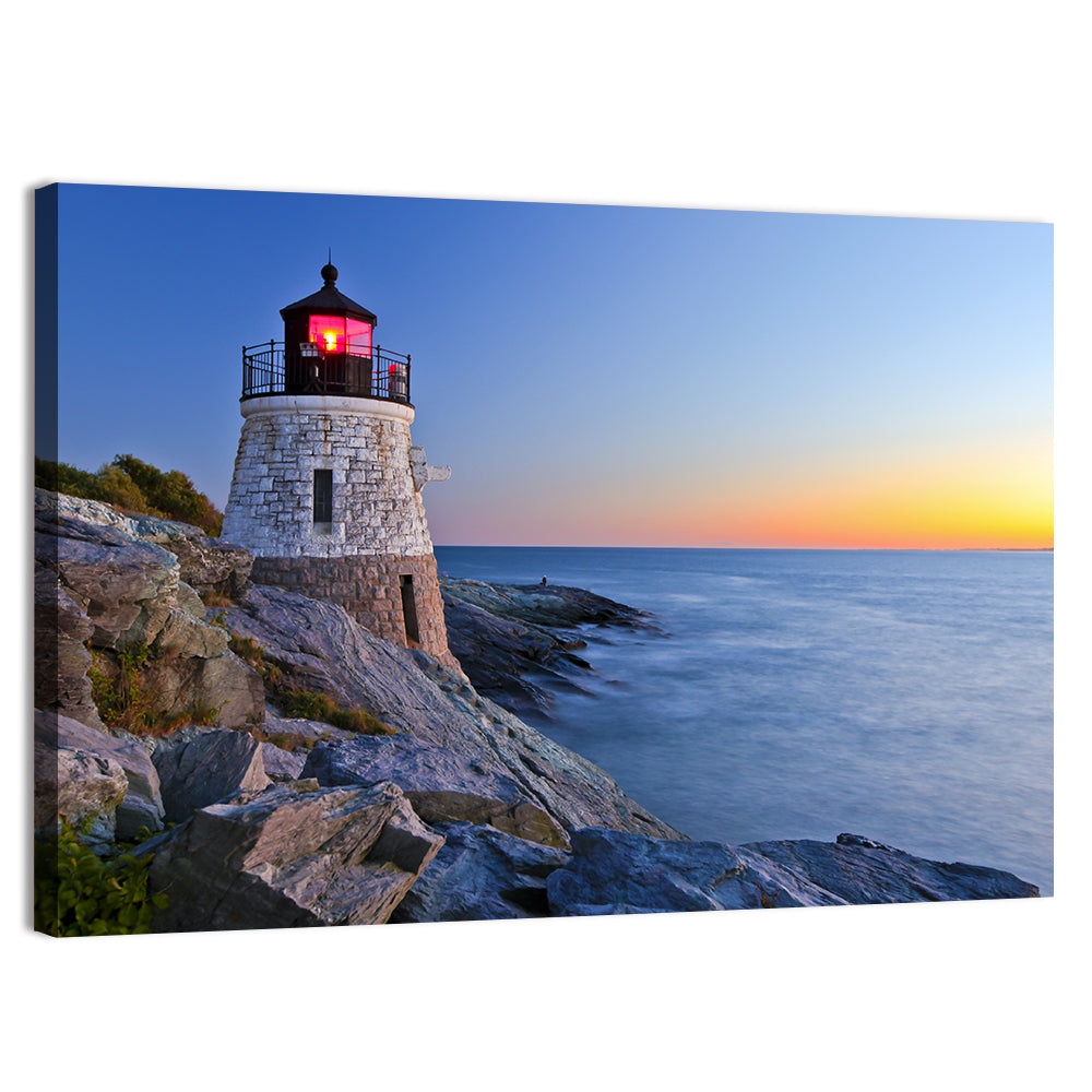 Castle Hill Lighthouse at Dusk Wall Art, canvas print, landscape
