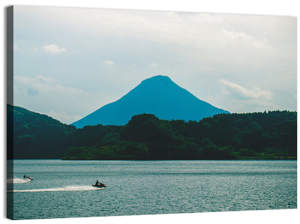 Kaimon Dake Over Lake Ikeda Wall Art, canvas print, landscape