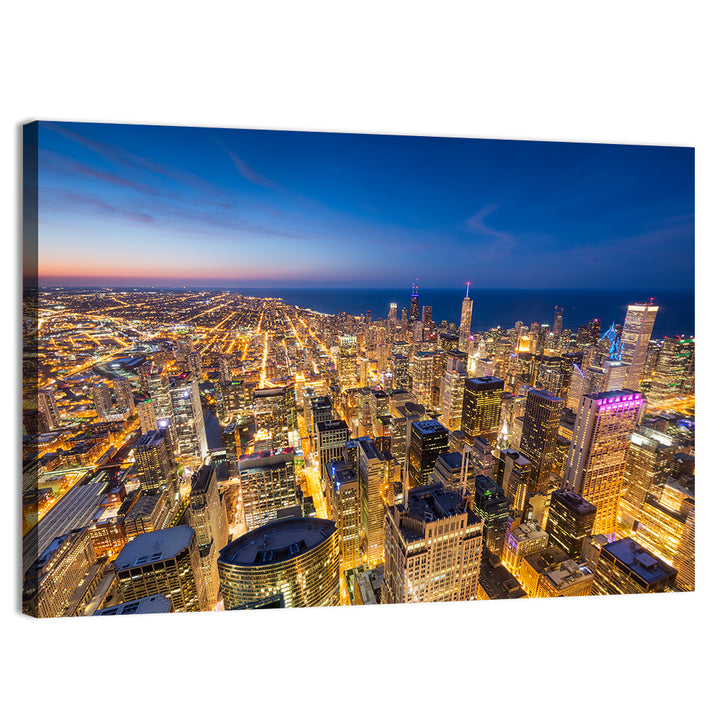 Aerial Chicago Nightscape Wall Art