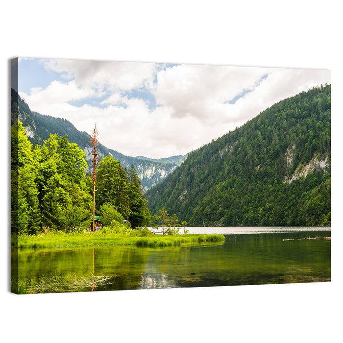 Maypole at Lake Toplitz Wall Art as a canvas print