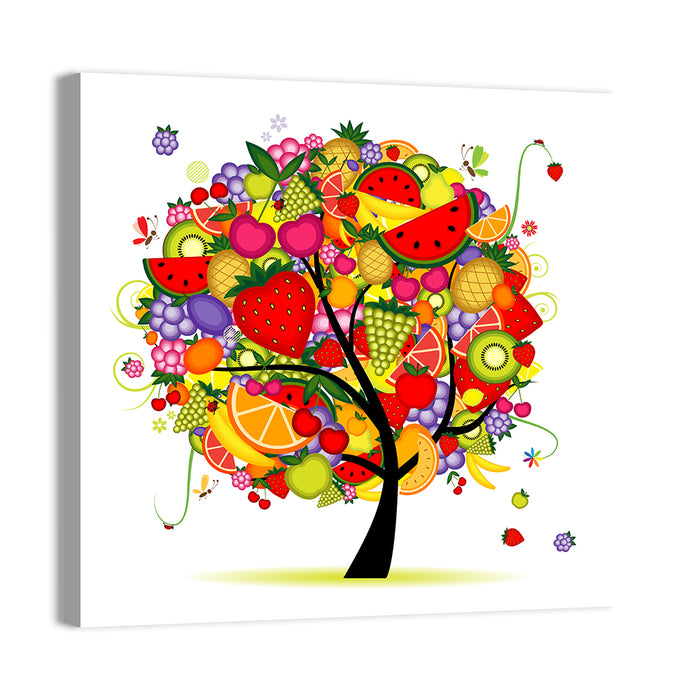 Vibrant Fruit Tree Illustration Wall Art as a canvas print