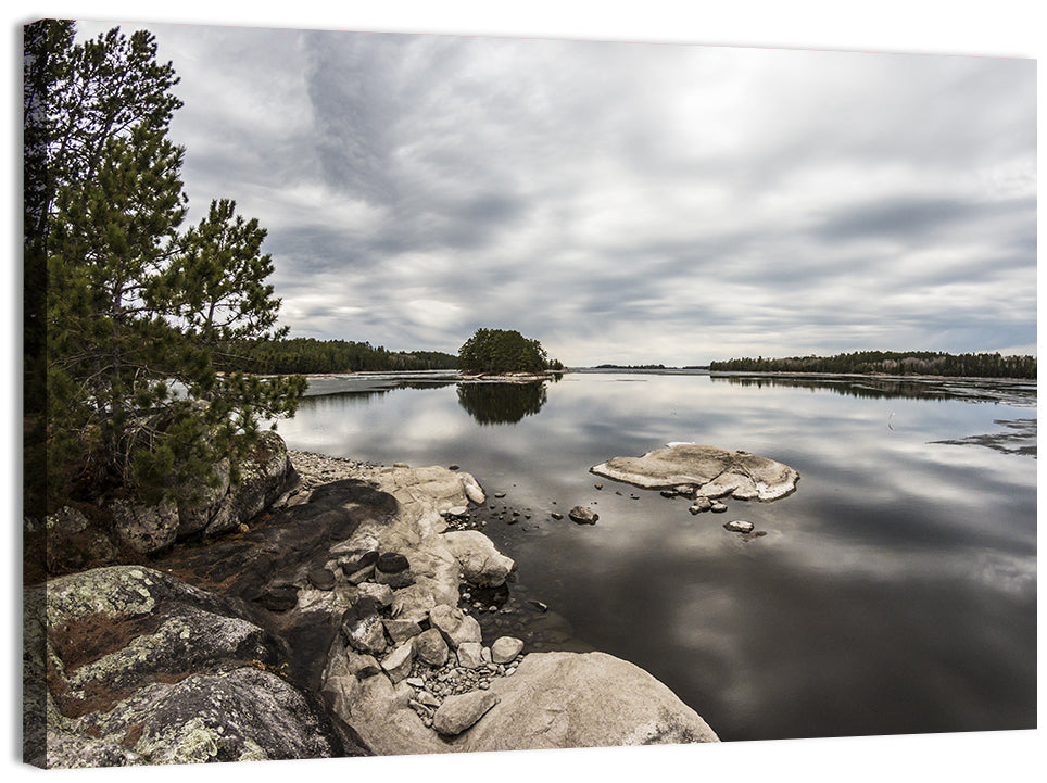 Voyageurs Pine Island Reflection Wall Art, canvas print, landscape
