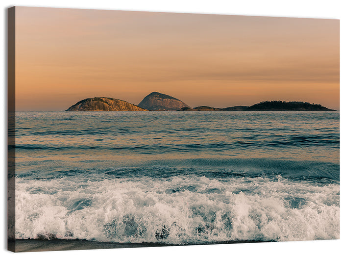 Cagarras Island Sunset Beach Wall Art as a canvas print