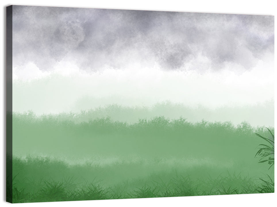 Misty Green Fields Wall Art, canvas print, landscape