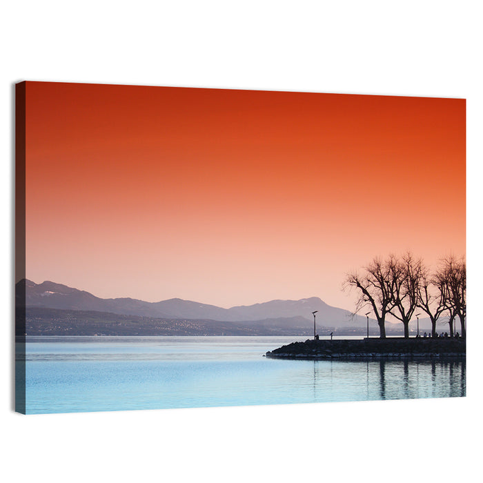 Lake Geneva Sunset Reflection Wall Art as a canvas print