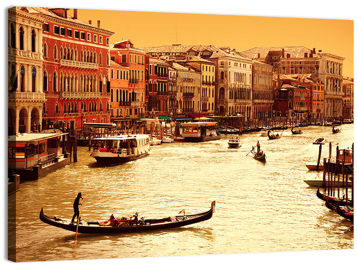Grand Canal Gondola at Golden Hour Wall Art as a canvas print