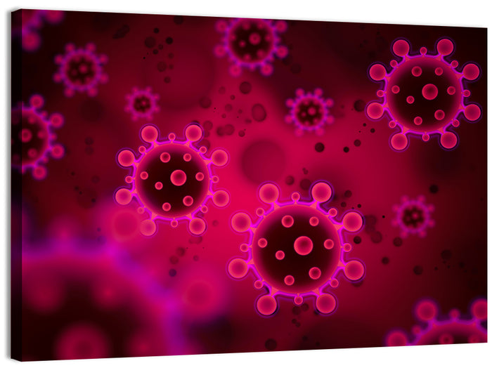 Microscopic Virus Particle Study Wall Art as a canvas print