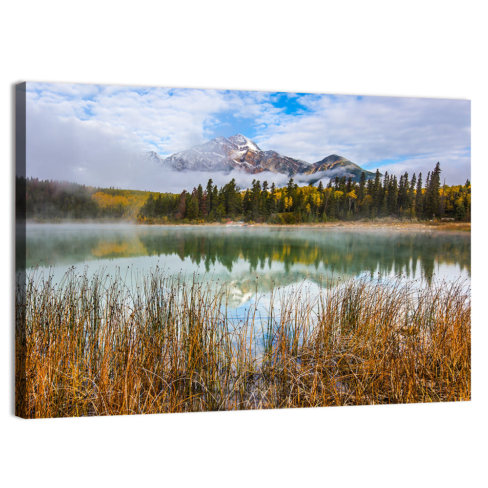 Pyramid Mountain with Golden Grasses Wall Art, canvas print, landscape