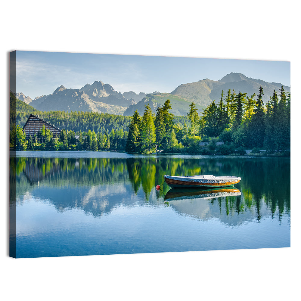 Štrbské Pleso Reflection Wall Art, canvas print, landscape