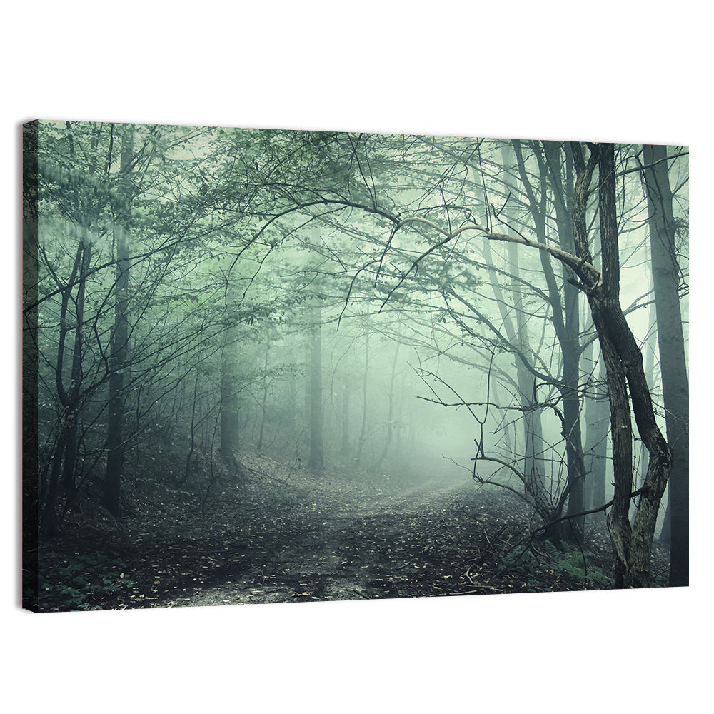 Misty Forest Path Wall Art, canvas print, landscape