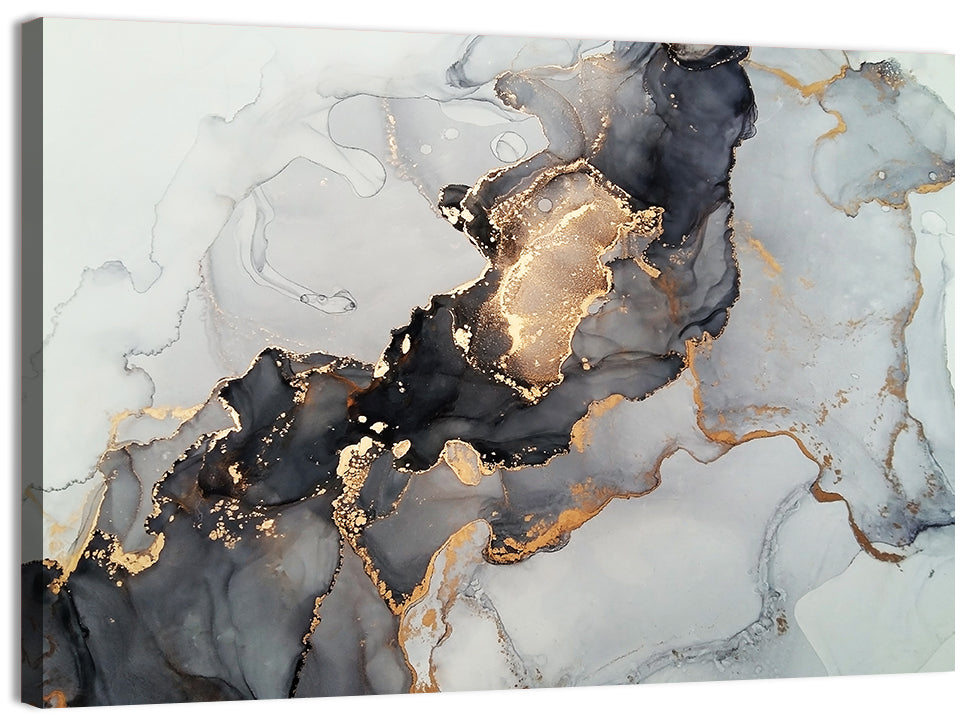 Black Fire Marble Abstract Wall Art, canvas print, landscape