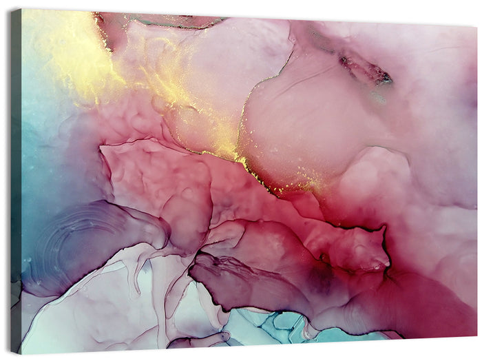 Pink and Gold Fluid Abstract Wall Art as a canvas print