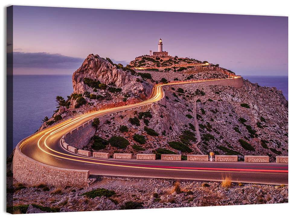 Formentor Lighthouse at Dusk Wall Art, canvas print, landscape