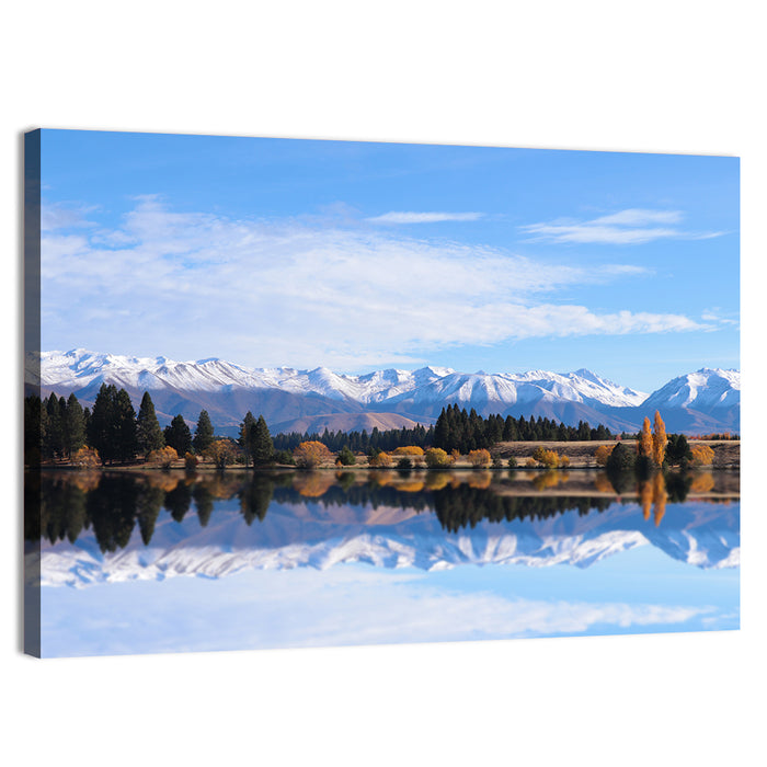 Ruataniwha Lake Reflection Wall Art as a canvas print