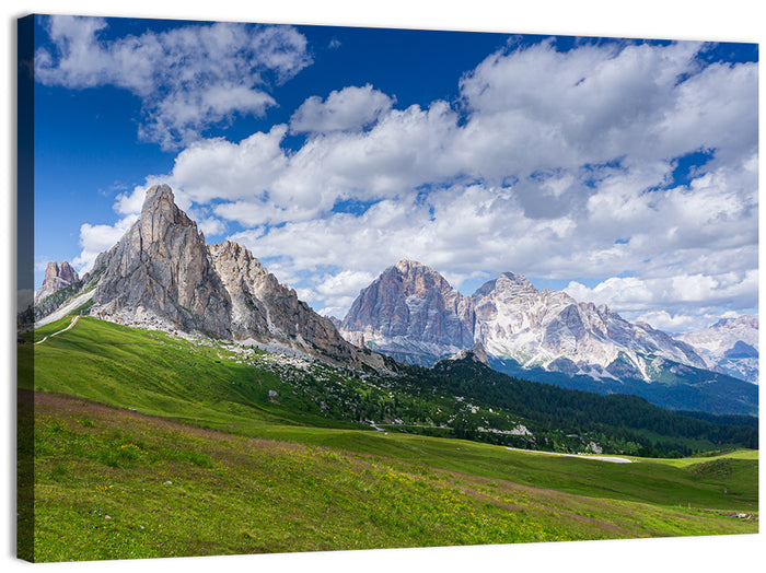 Passo Giau Meadow, Tofanes Dolomites Wall Art as a canvas print