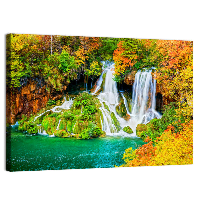 Plitvička Jezera Autumn Falls Wall Art as a canvas print