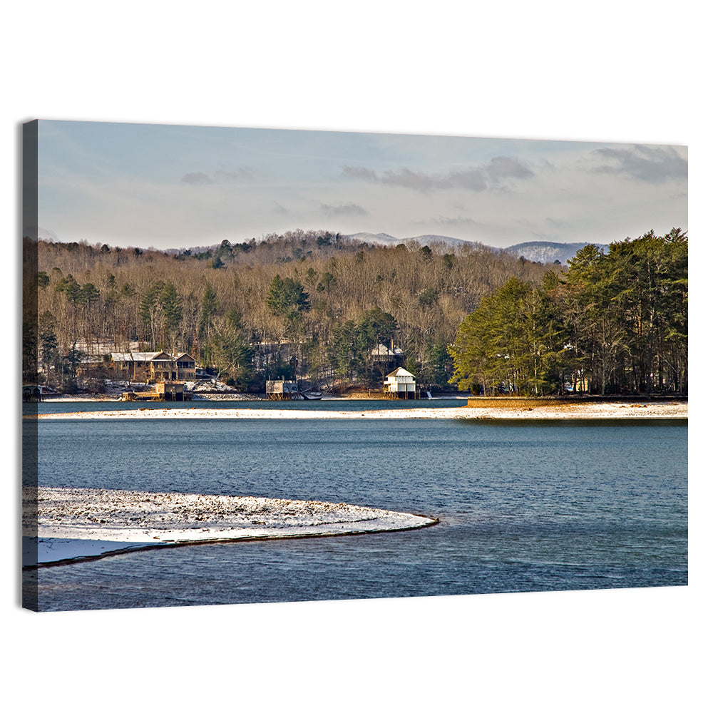 Lake Burton Winter Shoreline Wall Art, canvas print, landscape