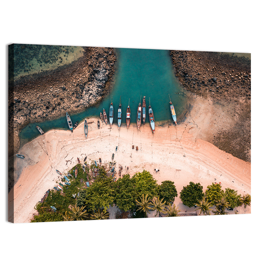 Koh Samui Long-tail Boats Wall Art, canvas print, landscape