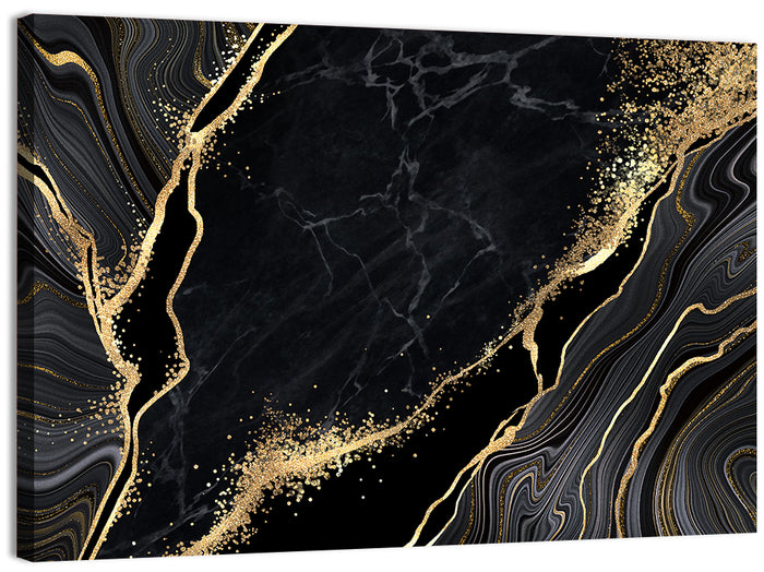 Diagonal Gold Veined Marble Wall Art as a canvas print