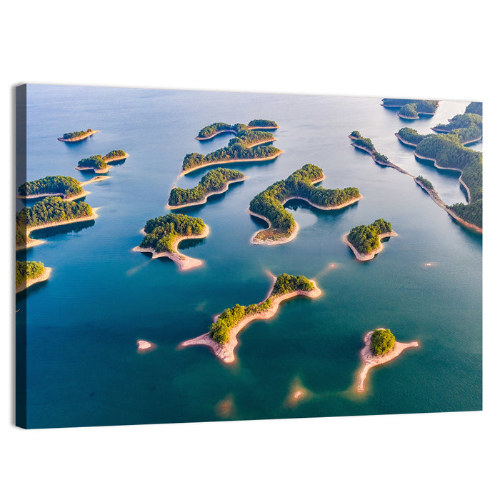 Qiandao Lake Aerial View Wall Art as a canvas print