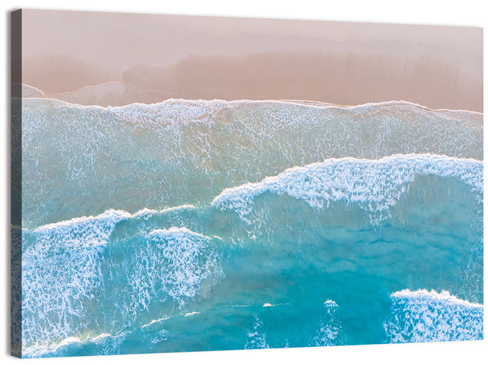 Turquoise Shoreline Aerial View Wall Art as a canvas print