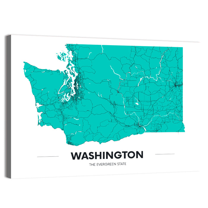 Washington State Minimalist Map Wall Art as a canvas print