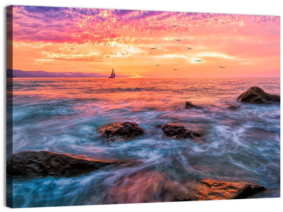 Vivid Ocean Sunset Wall Art, canvas print, landscape