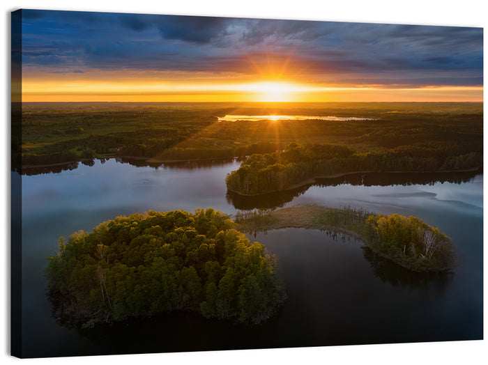 Sunset Over Gromskie Lake Wall Art as a canvas print