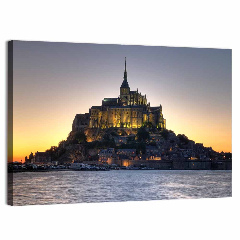 Mont Saint-michel at Dusk Wall Art, canvas print, landscape