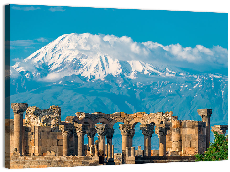 Zvartnots Cathedral Ruins Wall Art, canvas print, landscape