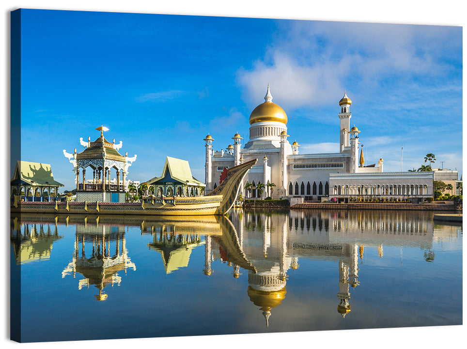 Sultan Omar Ali Saifuddien Mosque Wall Art, canvas print, landscape