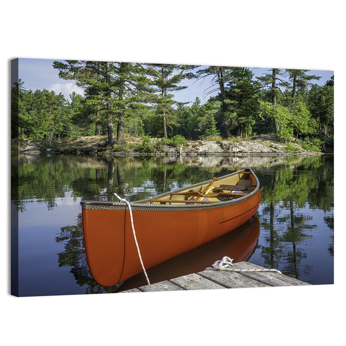 Orange Canoe on Ontario Lake Wall Art as a canvas print