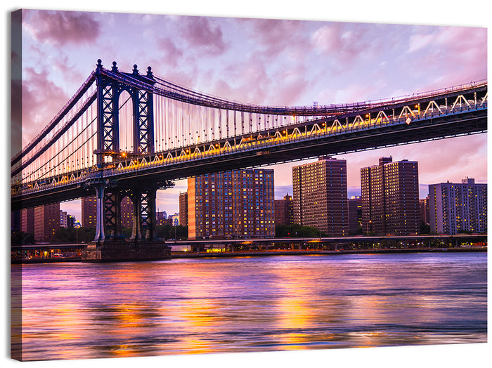 Manhattan Bridge at Dusk Wall Art as a canvas print