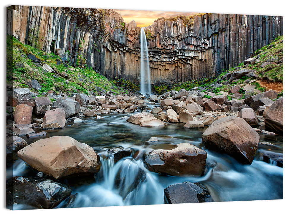 Svartifoss Basalt Waterfall Wall Art, canvas print, landscape