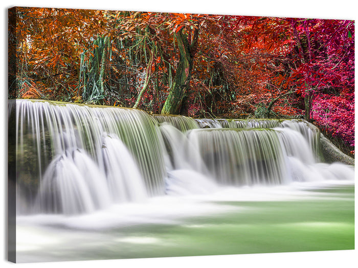 Kanchanaburi Autumn Waterfall Wall Art as a canvas print