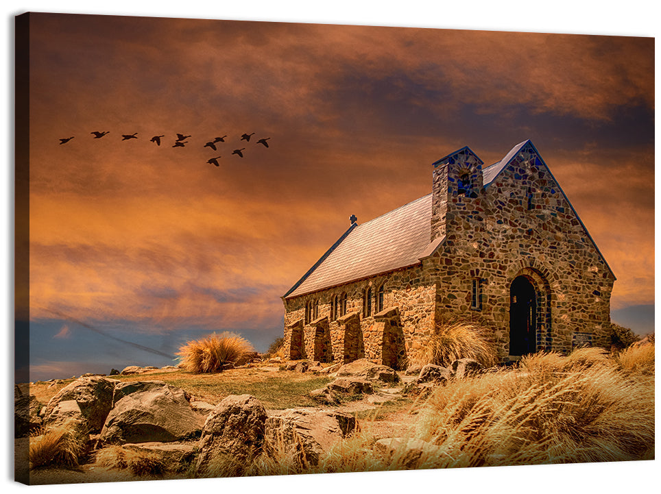 Church of the Good Shepherd, Lake Tekapo Wall Art, canvas print, landscape