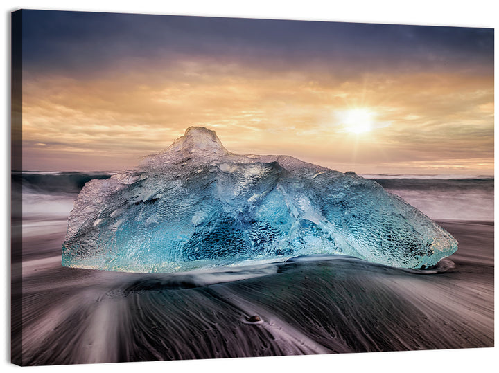 Diamond Beach Iceberg at Sunset Wall Art