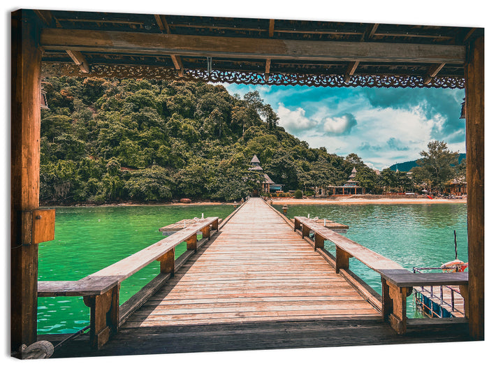 Santhiya Pier Over Turquoise Water Wall Art as a canvas print