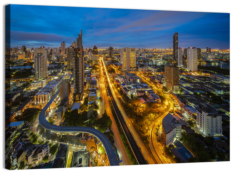 Bangkok Dusk Cityscape Wall Art, canvas print, landscape