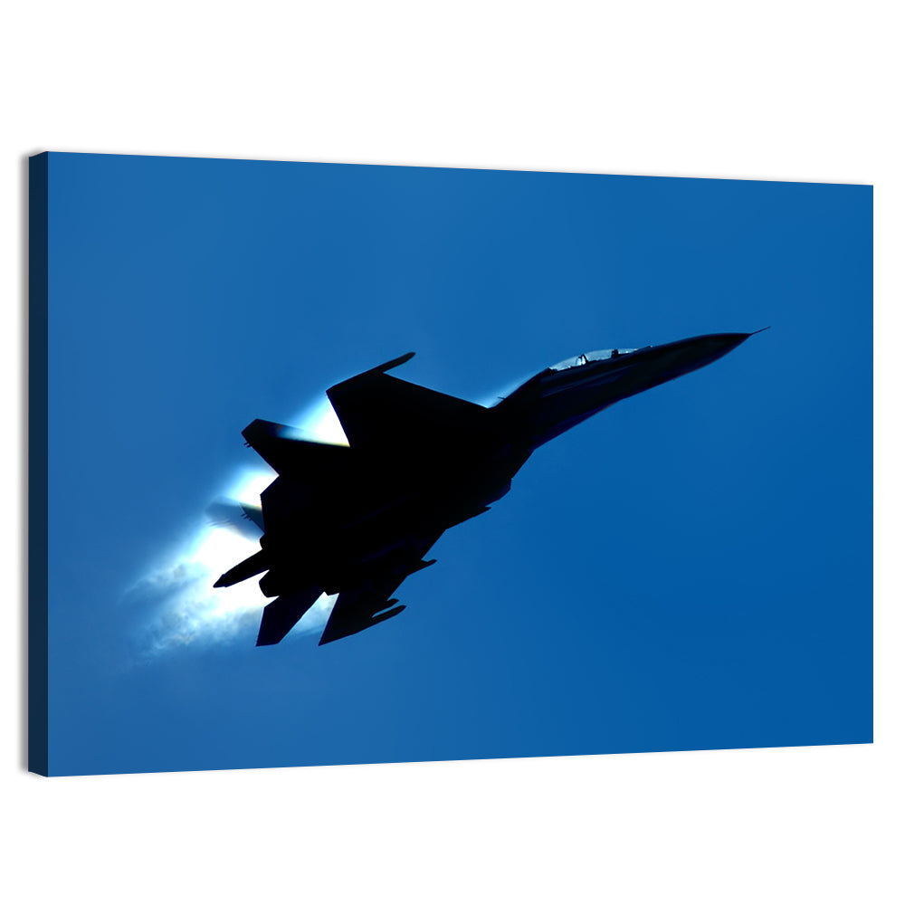 Su-27 Silhouette Wall Art, canvas print, landscape