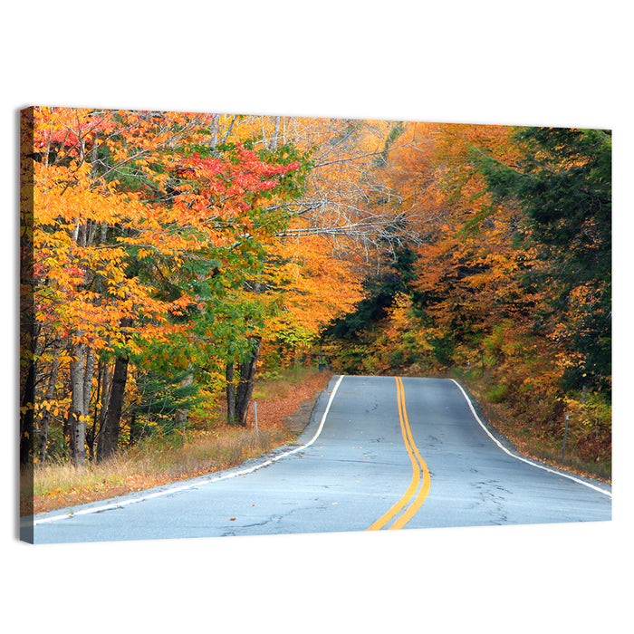 Autumn Road in New Hampshire Wall Art as a canvas print