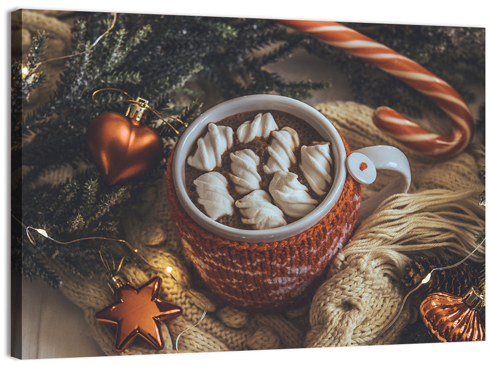 Festive Hot Cocoa Mug Wall Art, canvas print, landscape