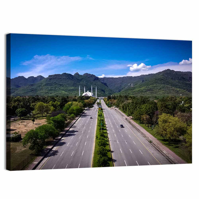 Faisal Mosque Islamabad Wall Art as a canvas print